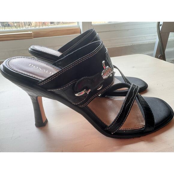 Donald Pliner black buckled retro ERICA slide sandal  size 10 - Picture 7 of 15